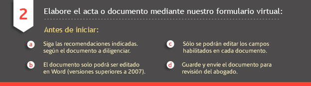 Elabore el acta o documento mediante nuestro formulario virtual